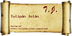 Tulipán Jolán névjegykártya